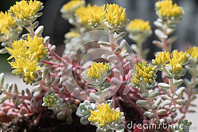 Broadleaf stonecrop, Sedum spathulifolium Cape Blanco, flowering plants Stock Photo
